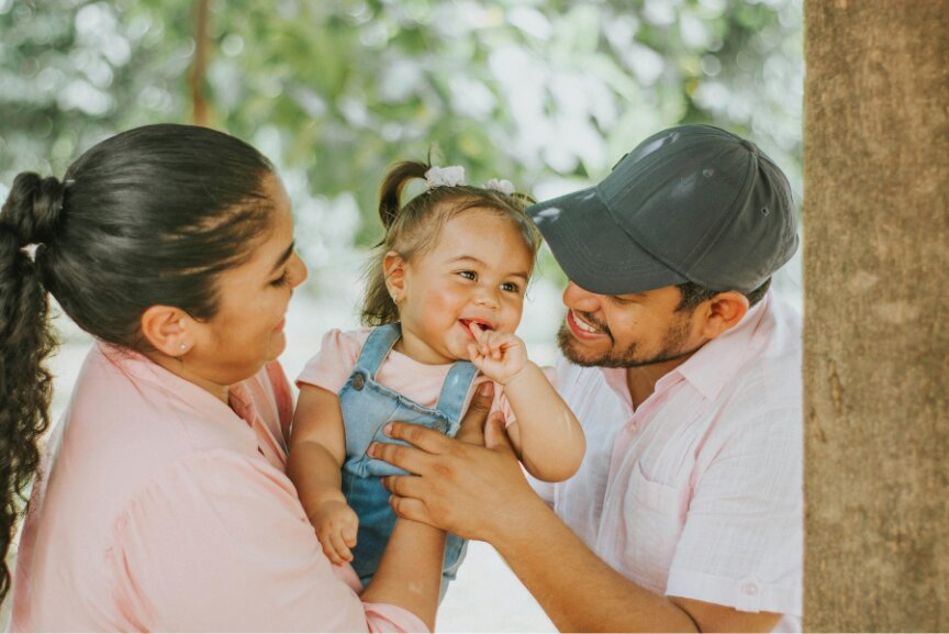 A first responder family together outdoors